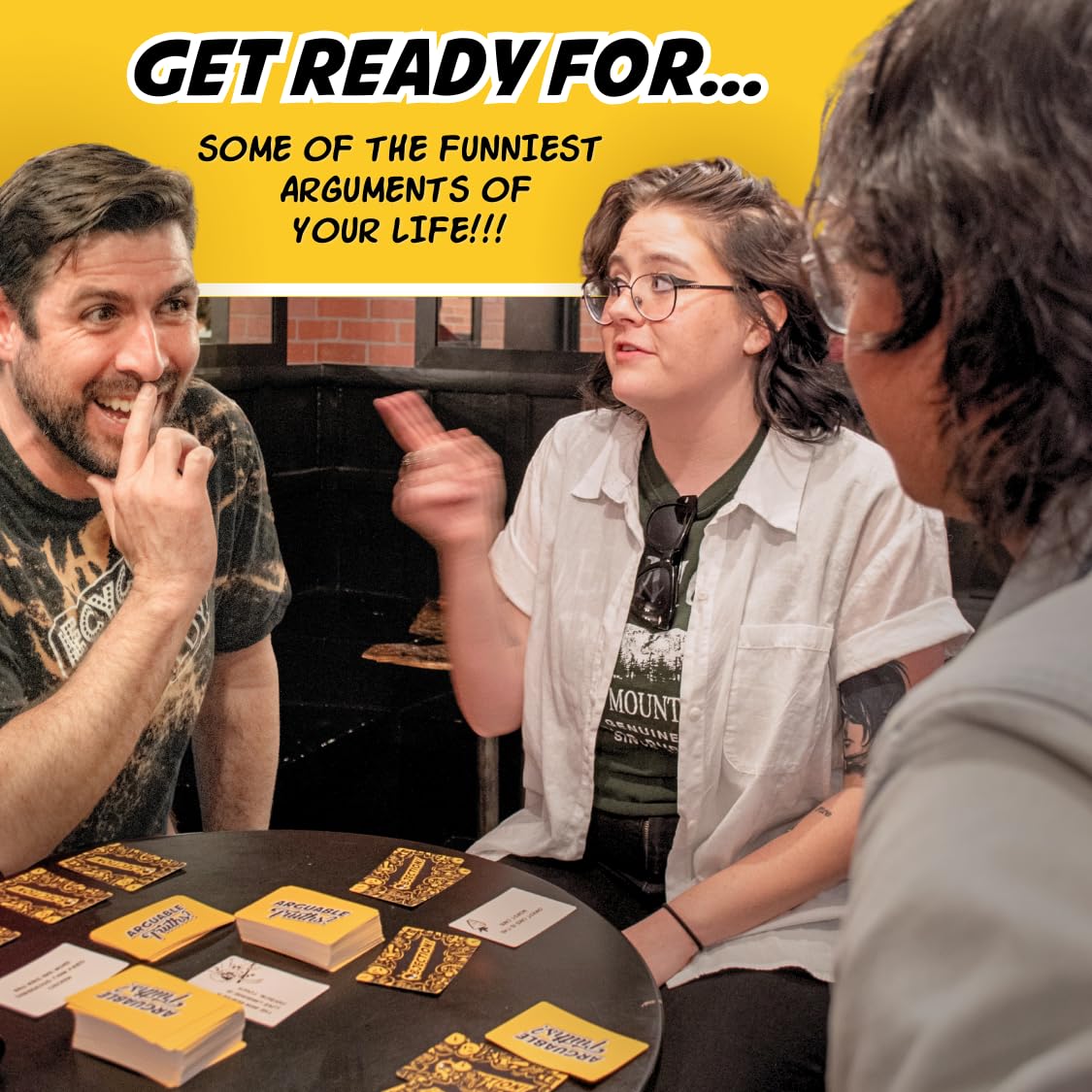 Arguable Truths? Un juego de cartas de argumentos improbables y conspiraciones ridículas | Juego de fiesta de ritmo rápido de debates y temas divertidos | A partir de 12 años | 4-8 jugadores | 325