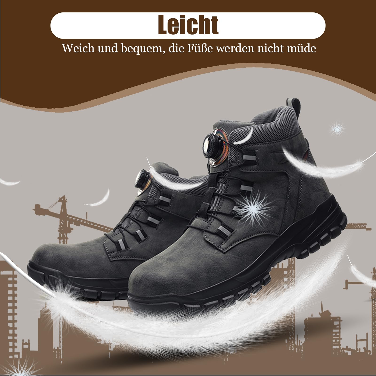 Botas de Seguridad para Hombre Impermeable Zapatos de Seguridad Ligero Zapatillas Trabajo Caña Alta Calzado Trabajo con Punteras de Acero