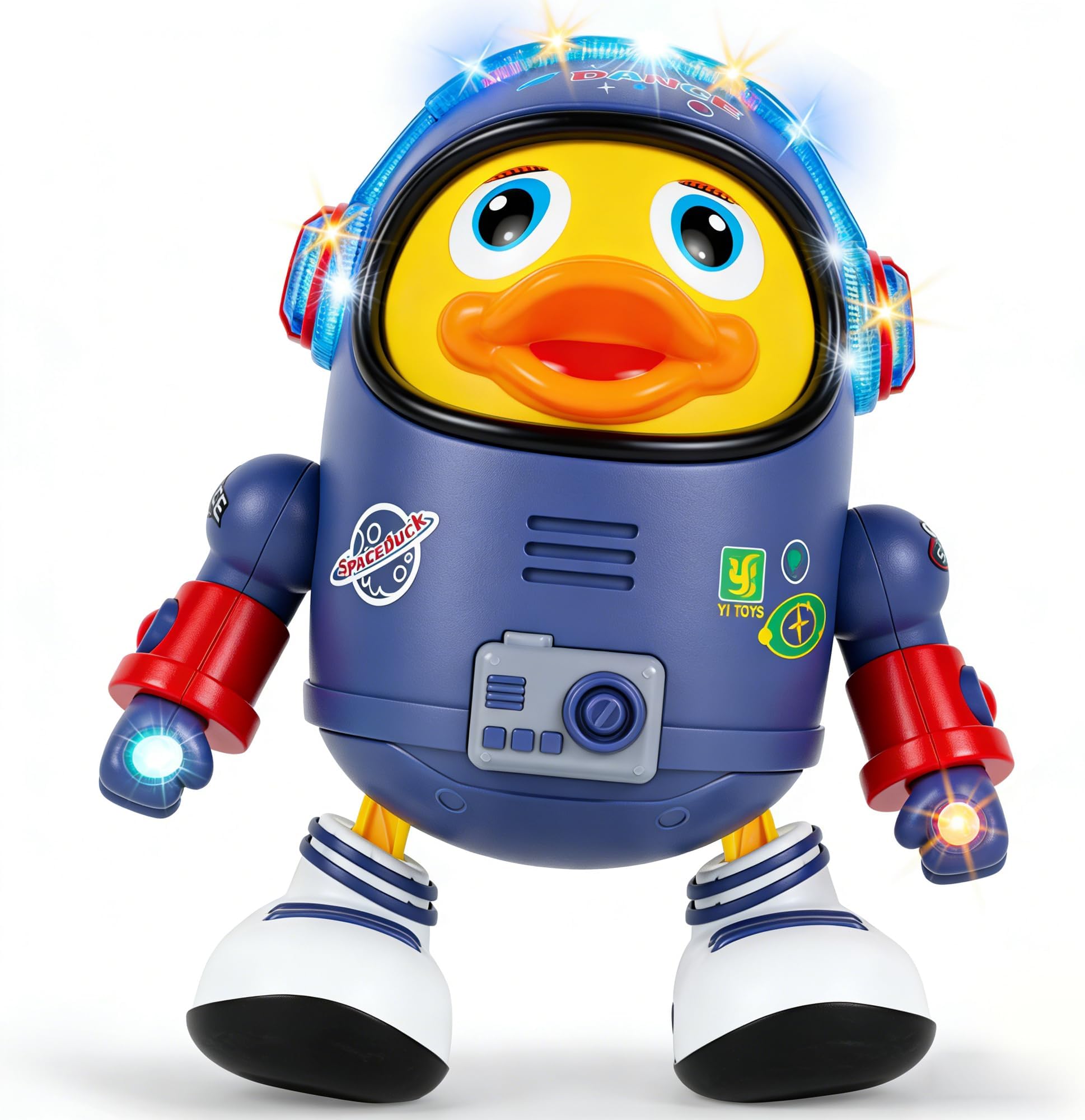 Dancing Space Duck Robot, Interactive Dance Duckonaut With Colorful LED Lights & Music, Hand-Eye Coordination Training for Home Play (Note: Please bring your own battery)