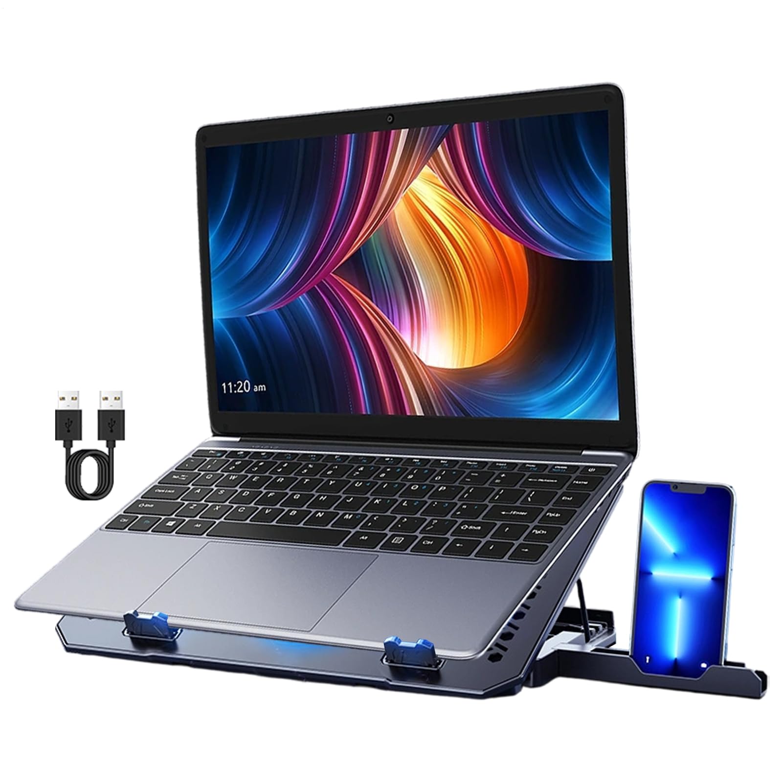 Podkładka Chłodząca Do Laptopa Regulowany Biurkowy Na Notebooka | Podstawka Pod Laptopa Z Wentylatorem Do Biura Spotkań Podróży I Mieszkania