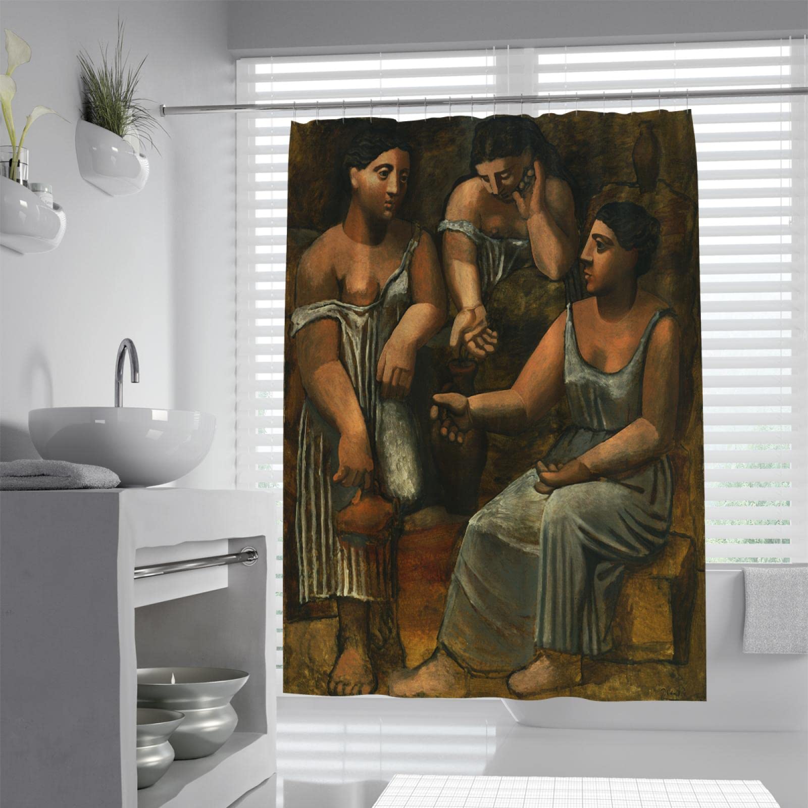 Célèbre Peinture Rideau De Douche Imprimer Classique Pablo Picasso Peintures Décrochage Doublure De Douche Salle De Bains Cloison Rideau Pas De Poinçonnage 200x240cm