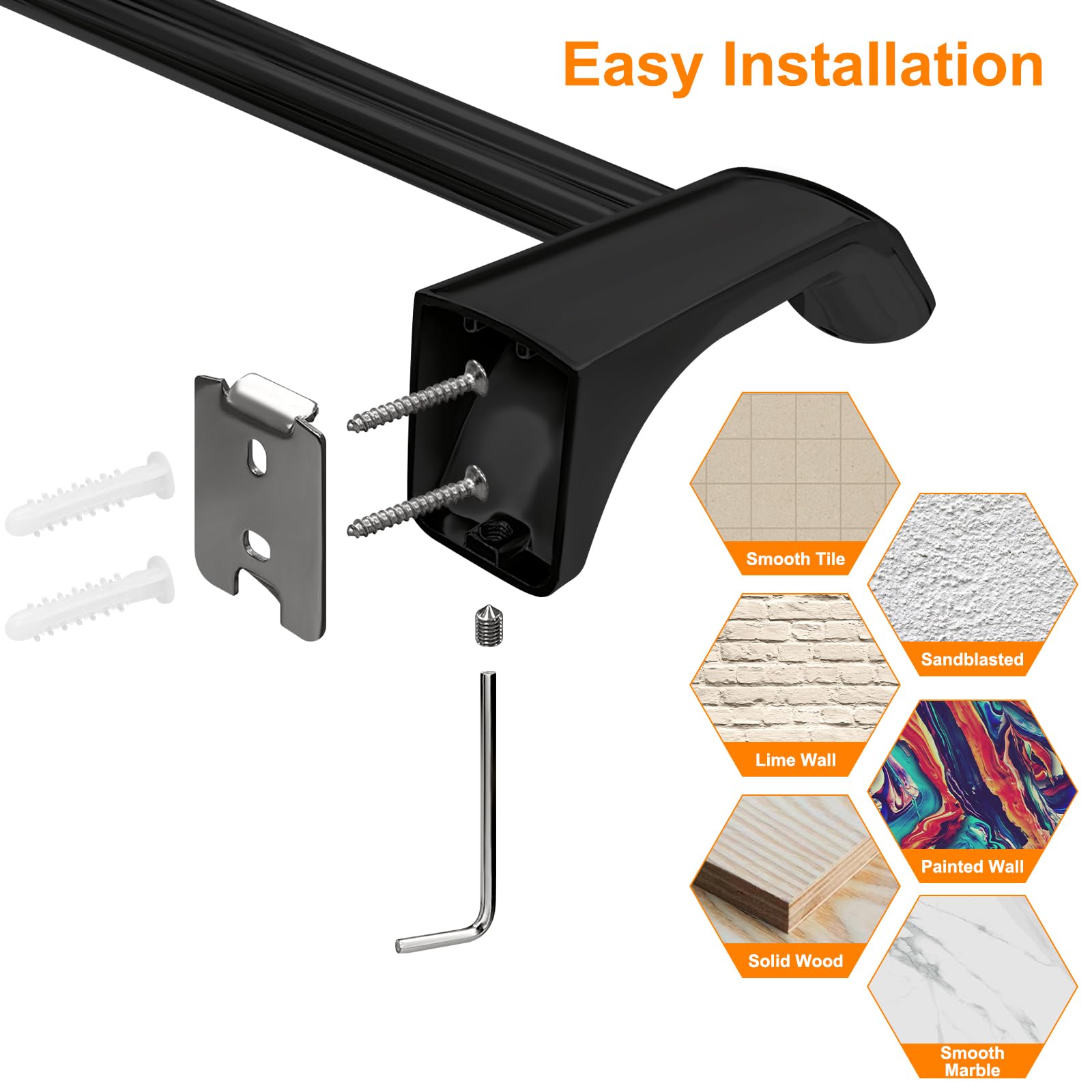 Double Barre Porte-Serviettes de Bain 60CM Porte Serviette à Deux Bras en Acier Inoxydable Porte-Serviettes Mural Range Serviettes pour Salle de Bain ou Cuisine (Noir)