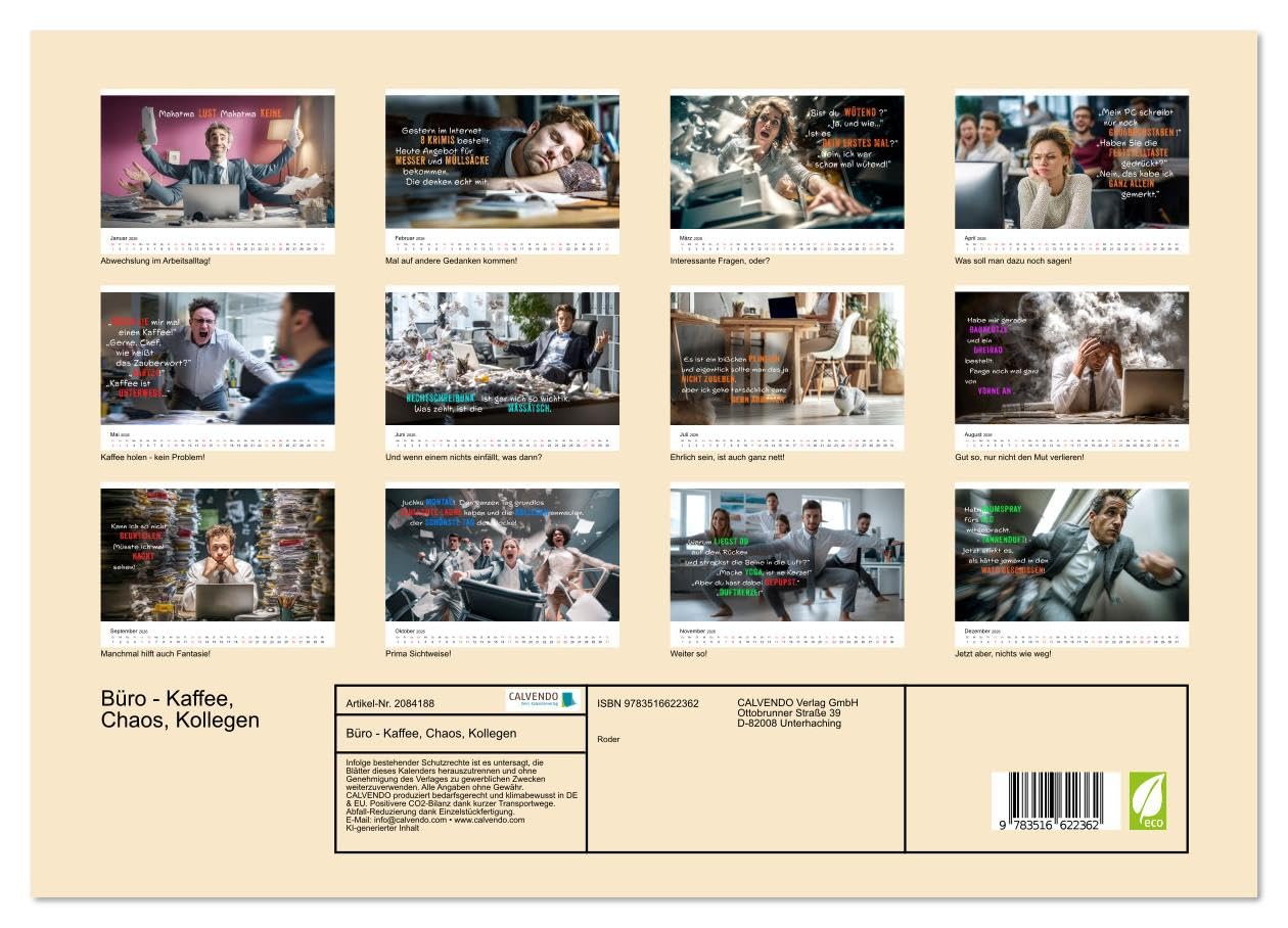 Büro - Kaffee, Chaos, Kollegen (hochwertiger Premium Wandkalender 2026 DIN A2 quer), Kunstdruck in Hochglanz: Was wirklich zählt: Humor im Arbeitsalltag. (CALVENDO Spass)