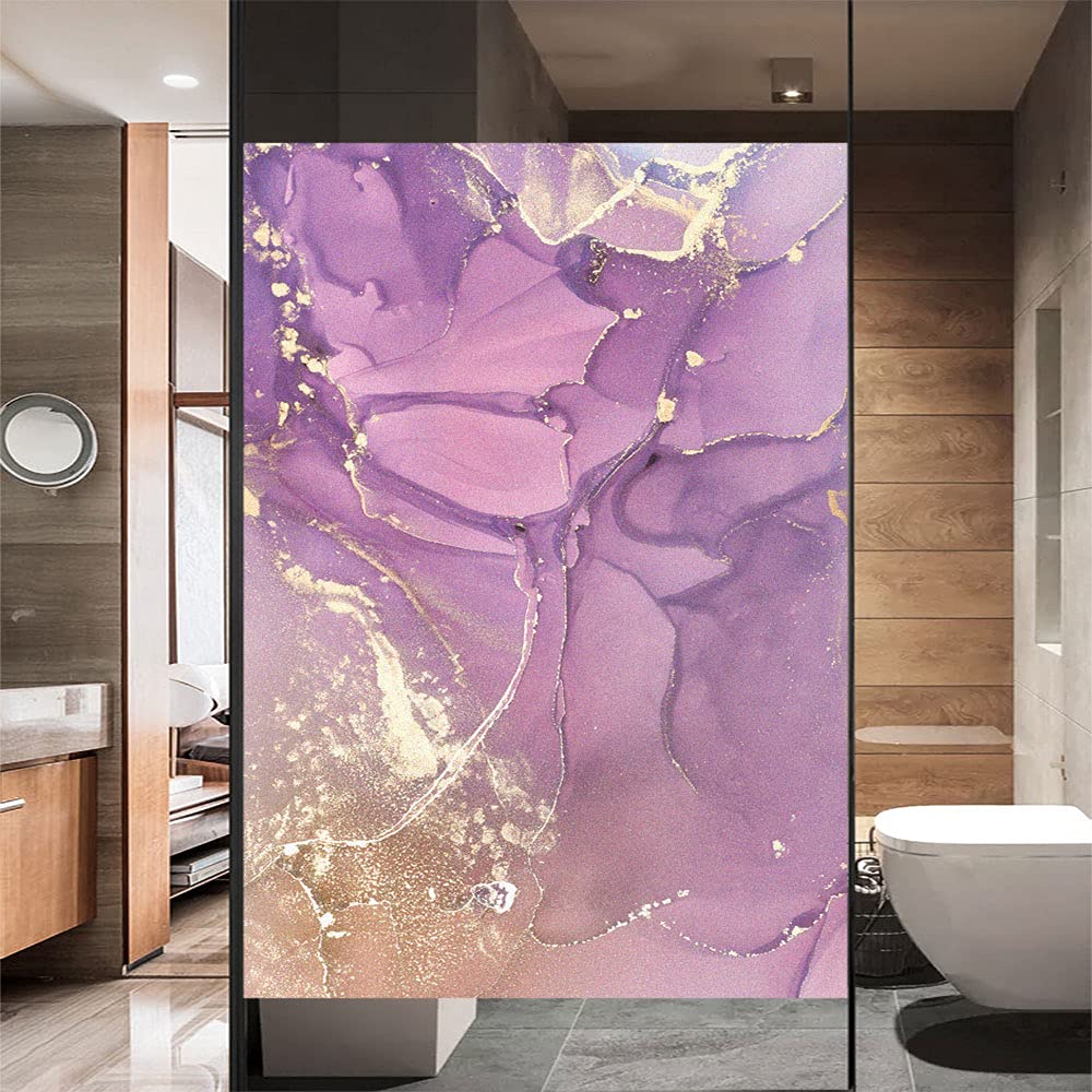 Sichtschutz-Fensterfolie, 3D-Marmor, dekorative Folie, statische Haftung, Fensterverkleidungen, Hitzeregulierung, Glasaufkleber für Zuhause, Sonnenschutz, Muster C B 43,3 x H 78,74 (110 x 200 cm)