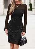 Lazysmile Womens Long Sleeve Floral Mesh Wedding – Small size option available