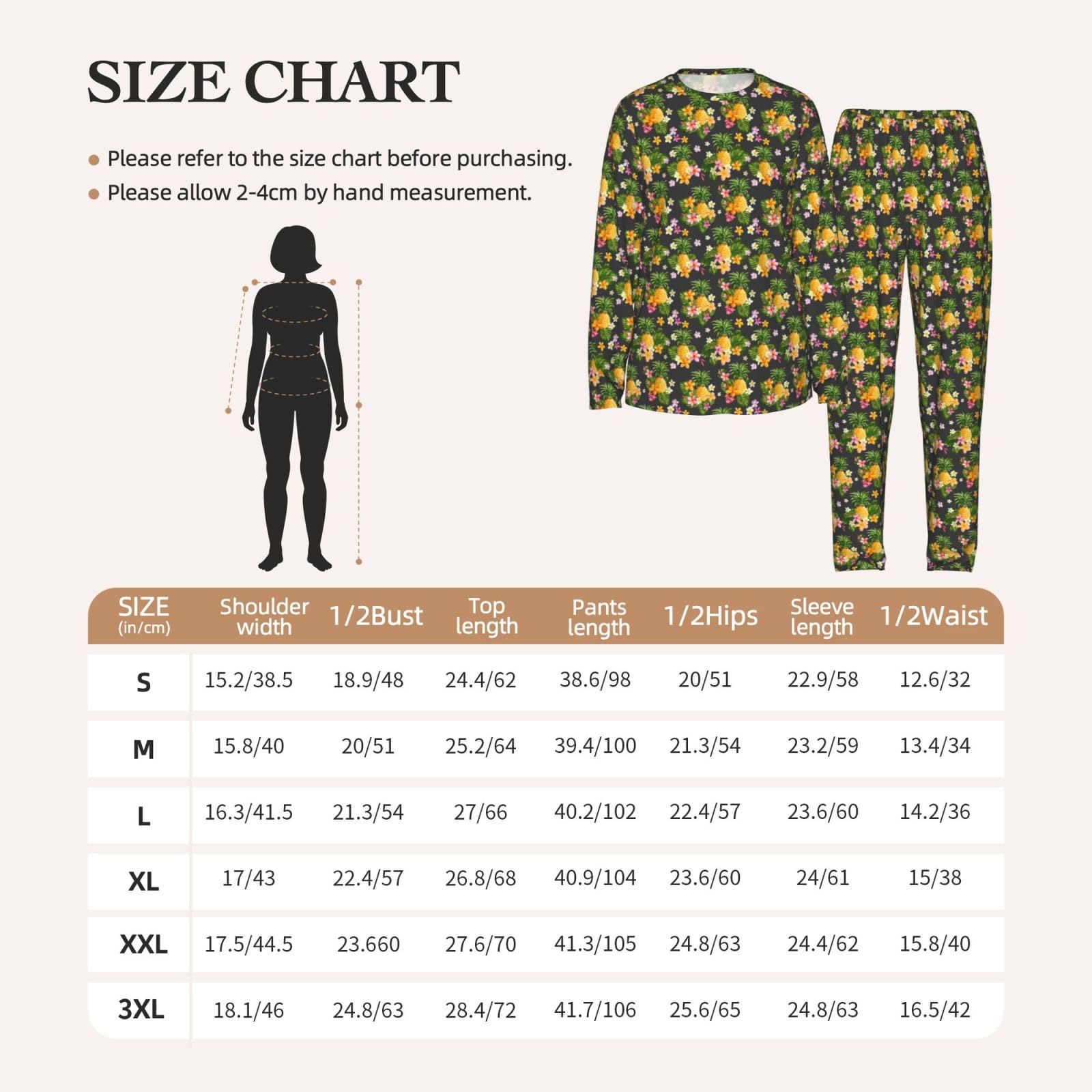 Pigiama da donna a maniche lunghe con stampa hawaiana tropicale ananas morbido elastico coulisse casual Daywear