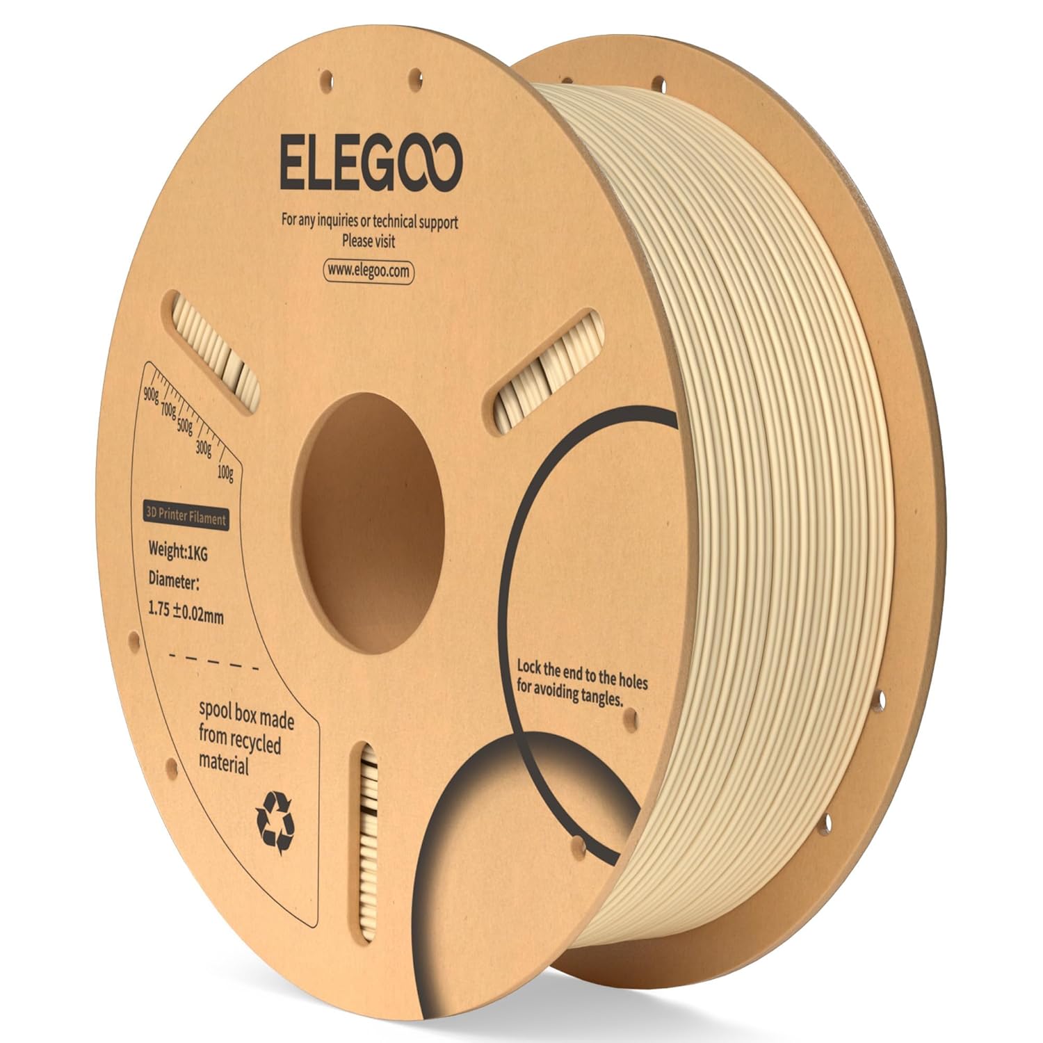 ELEGOO PLA Filament 1.75mm Beige 1KG, 3D Printer Filament Dimensional Accuracy +/- 0.02mm, 1kg Cardboard Spool(2.2lbs) 3D Printing Filament Fits for Most FDM 3D Printers 1kg Beige