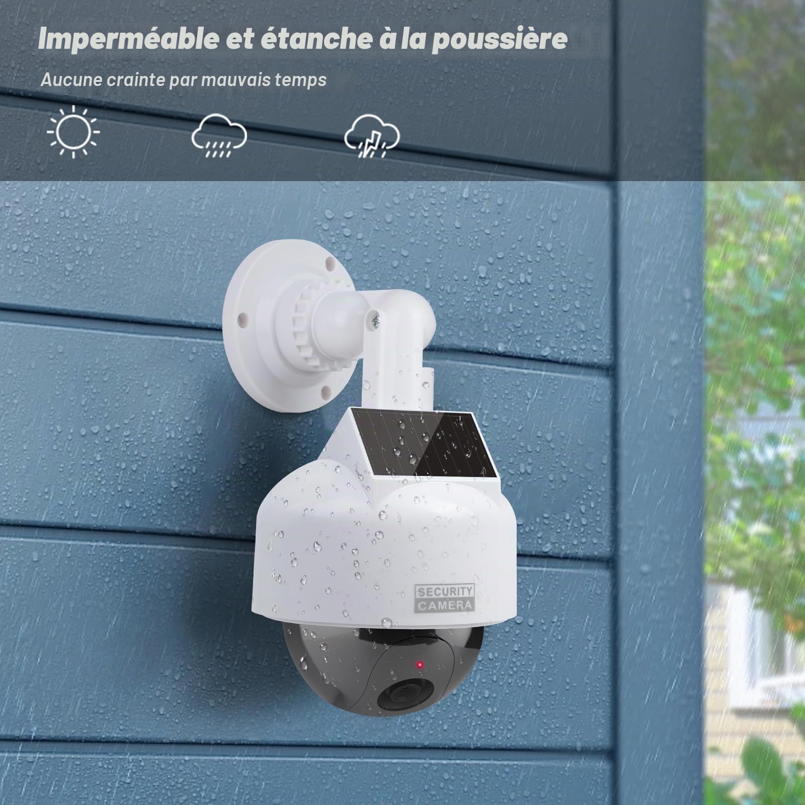 ERWEY Caméra Solaire factice factice avec Objectif - Caméra de Surveillance factice - pour l'intérieur et l'extérieur
