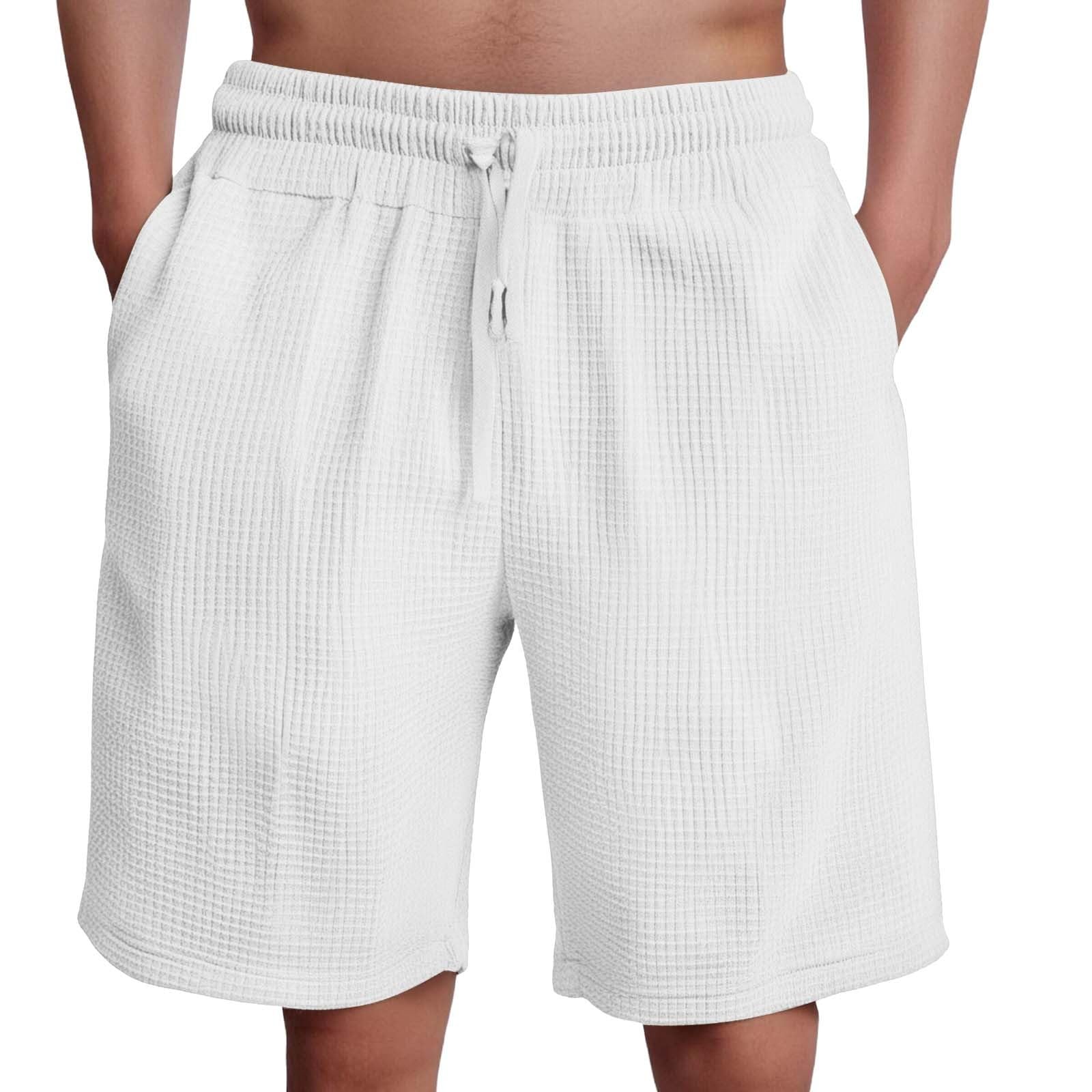 GenericMens Casual Shorts Waffle Elastic Waist Drawstring Summer Jogging  Shorts Running Gym Training Workout Running Sweat Pants with Pockets Quick 