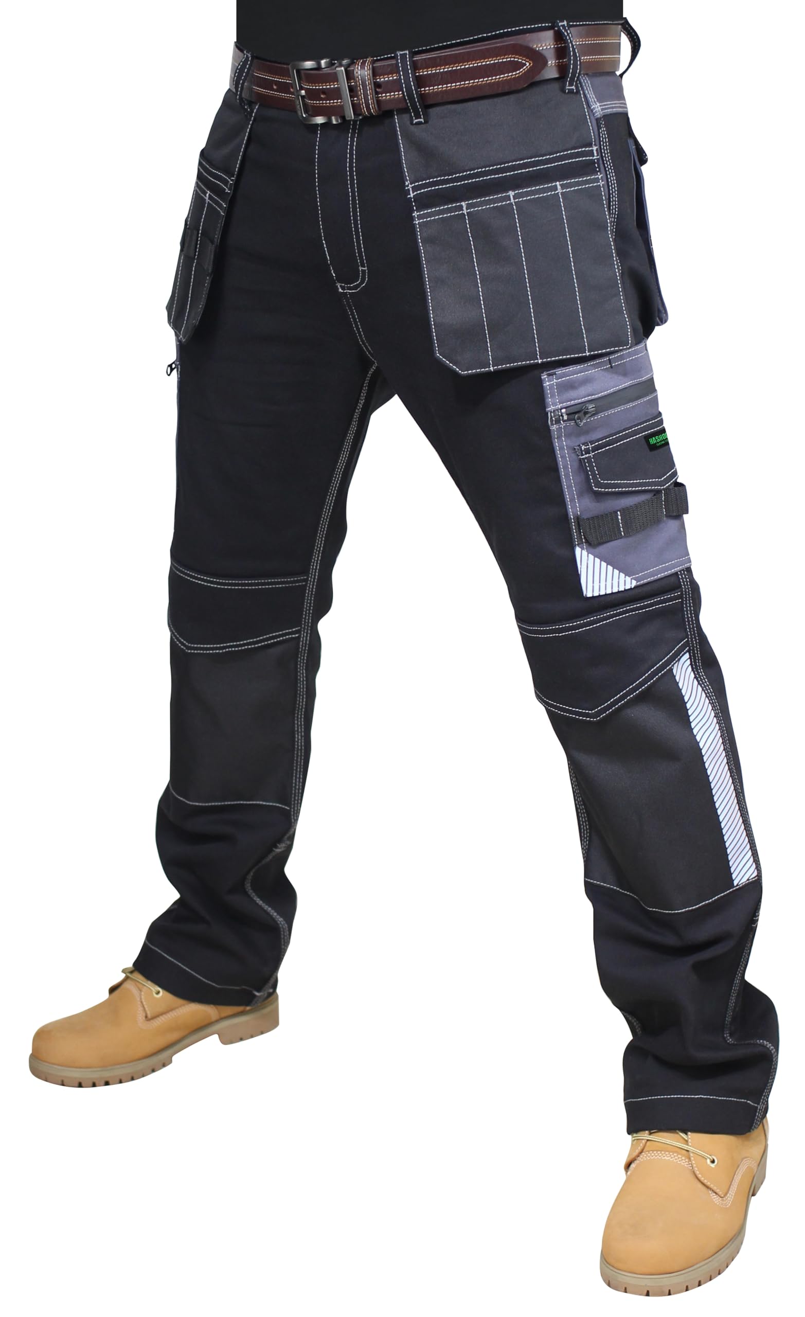 Pantaloni da lavoro da uomo Heavy Duty Safety Cargo Combat Work Pant Multi Tasche Ginocchiera Tasche di Protezione Cordura Triple Stitched Durevole Workwear