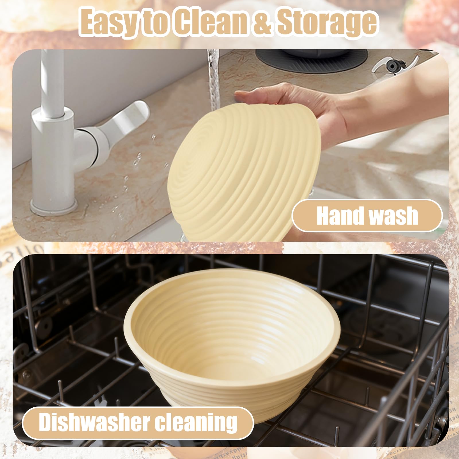 OBEST Lot de 2 paniers de fermentation en silicone - Ovales et ronds - Panier de fermentation pliable en silicone - Convient pour le pain au levain et la pizza