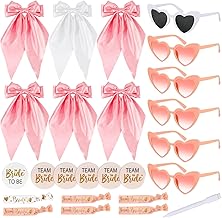 31pcs Hen Party Set Accessories, Writable Glasses Heart Bride/Bride Team, Bow Clips, Bachelorette Bracelets, Bride Badge, Temporary Tattoos Wedding Farewell with Pen