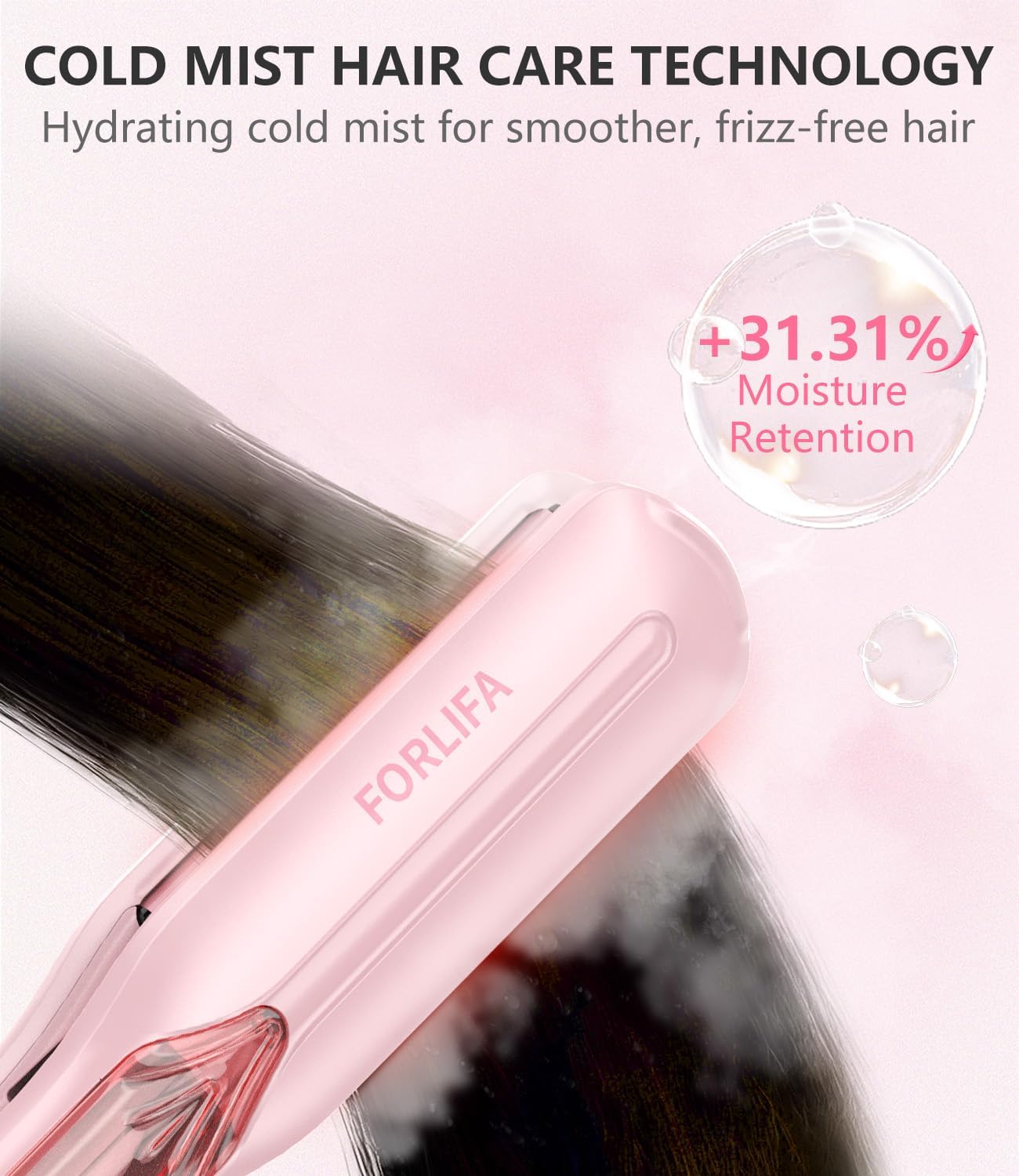 2-in-1 Steam Hair Straightener, 1.5 Inch Flat Iron Hair Straightener with 30 Min Auto Shut-Off, Anti-Frizz & Heat-Resistant Glove for All Hair Types
