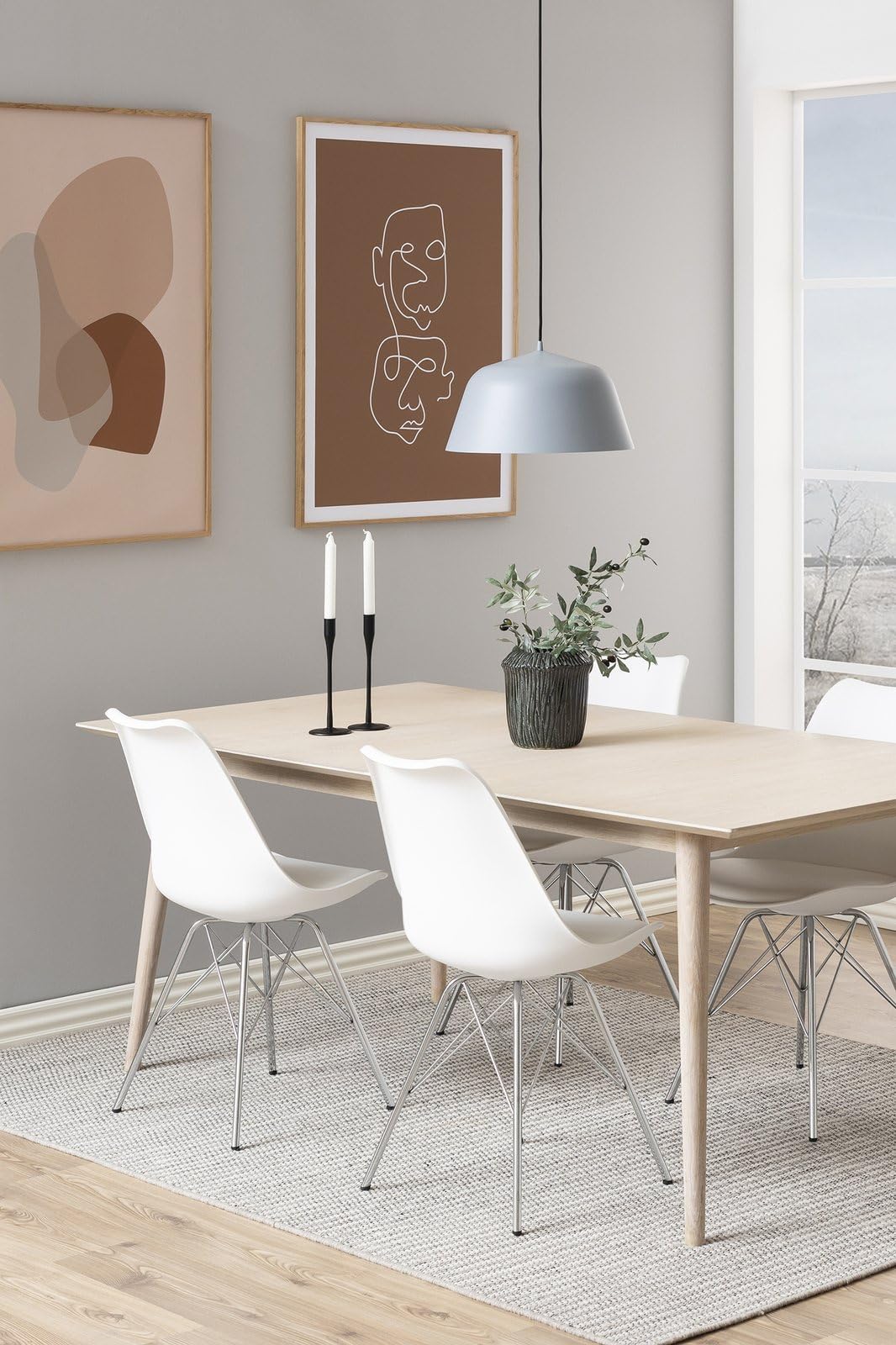 AC Design Furniture Sedia di design Emanuel, in plastica, dimensioni: 48,5 x 85,5 x 54 cm (larghezza x altezza x lunghezza), 4 pezzi, bianco e cromato, 80739