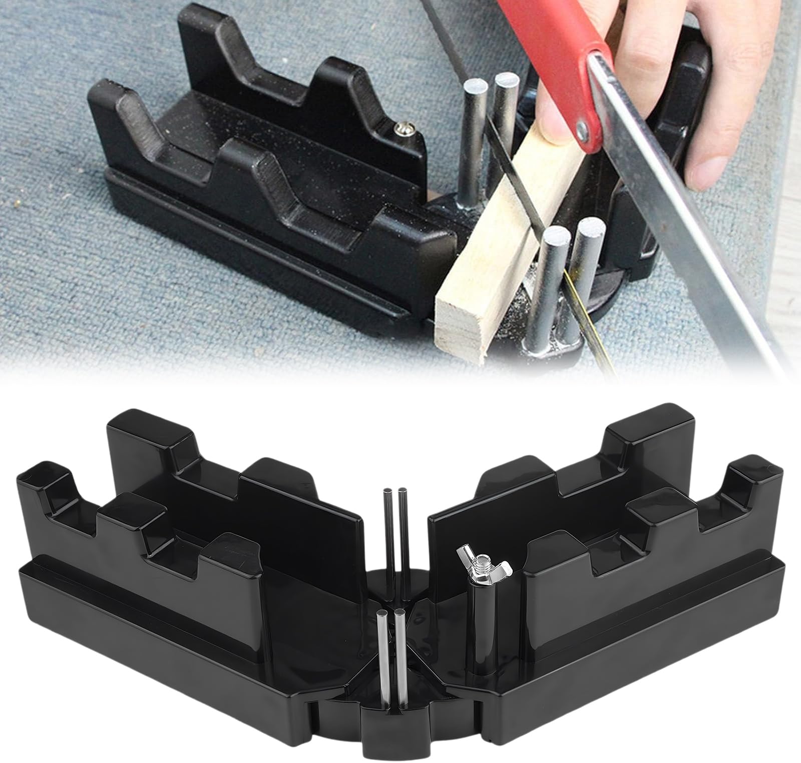 Azoisuwr Black 2-In-1 Mitre Measuring Cutting Tool,Miter Saw Protector,Bevel And Mitre Box,85-180° For Precise Angle Cutting And Sawing In Woodworking,Home Renovation