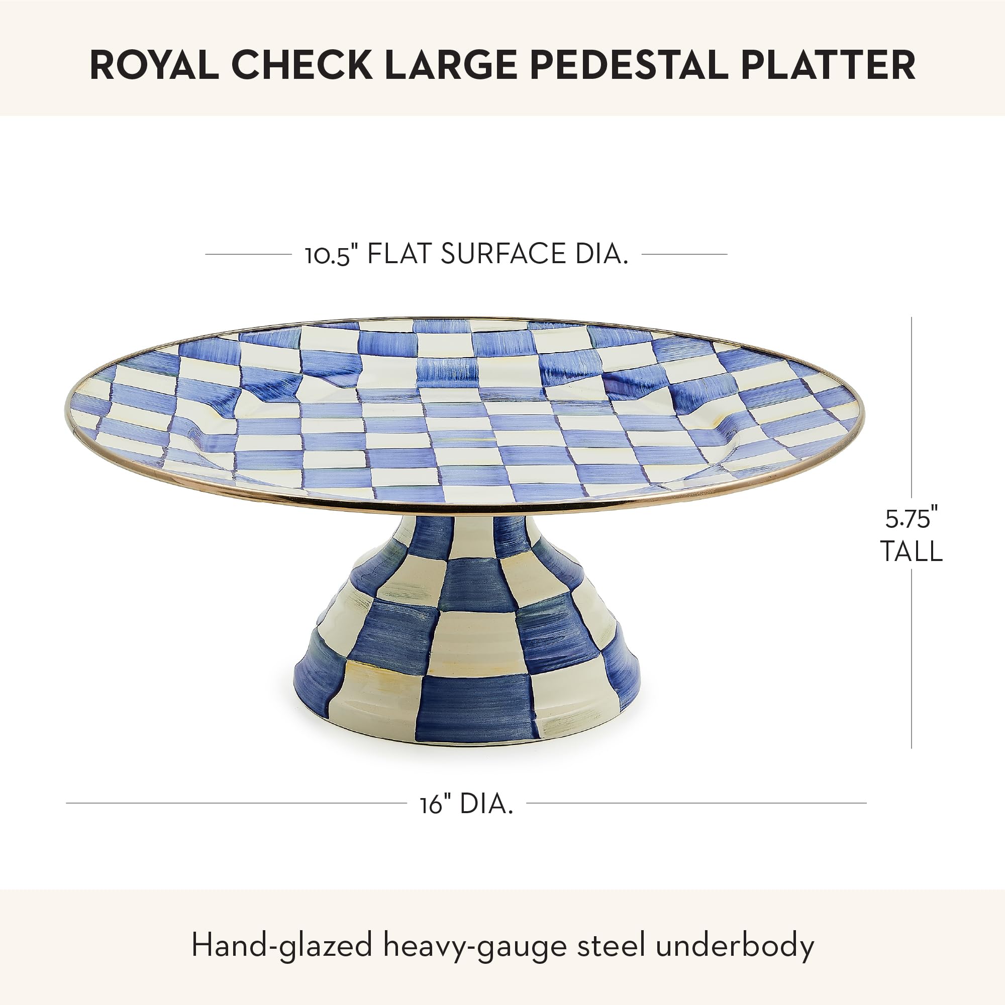 Mackenzie-Childs Royal Check Enamel Pedestal Platter