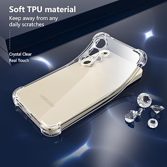 USTIYA Case for Samsung Galaxy M35 5G Clear TPU Four Corners Military-Grade Protection Cover Transparent Soft funda