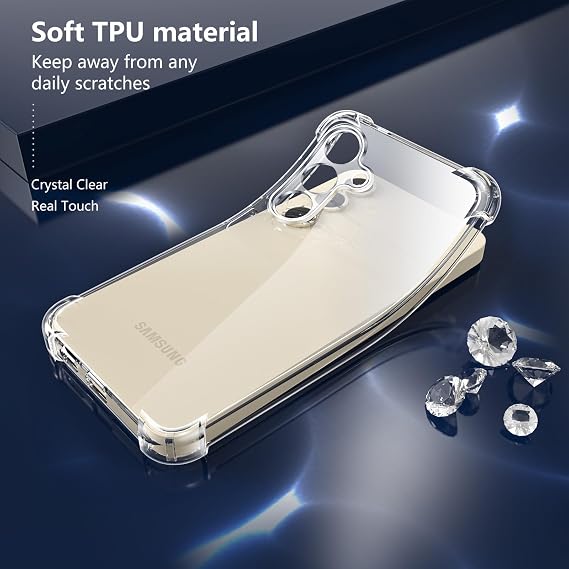 USTIYA Case for Samsung Galaxy M35 5G Clear TPU Four Corners Military-Grade Protection Cover Transparent Soft funda