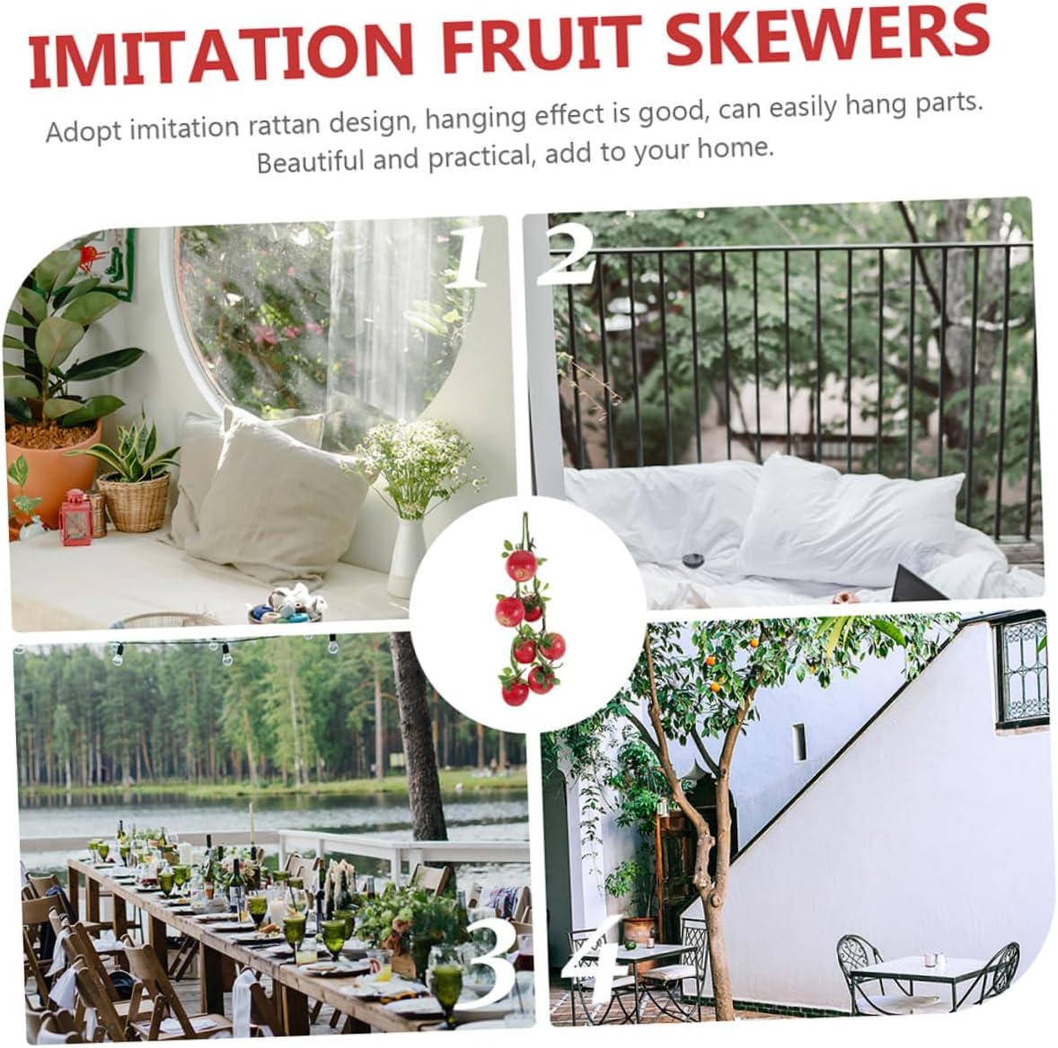 3pcs Realistic Simulated Hanging Decoration Fruit Garland Artificial Fruit Decor Home Supplies