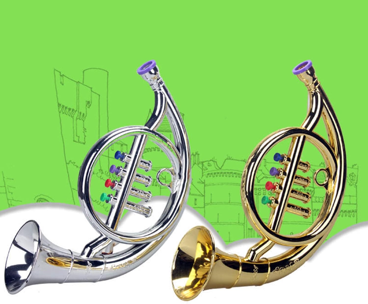 Newmind Musical Colored Keys Toy ABS Metallic Mini Play Simulation Props Wind Instruments Horn for Party Children Boys Girls - Gold : Toys & Games