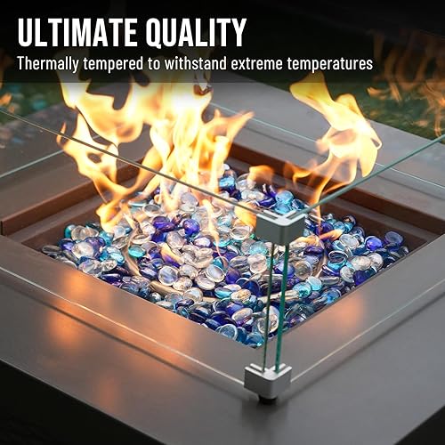 Miniatura 4 de Skyflame Cuentas de vidrio de fuego mezcladas de 10 libras para hoyo de fuego, chimenea y paisajismo, 12 pulgada, azul cobalto, hielo de cristal,