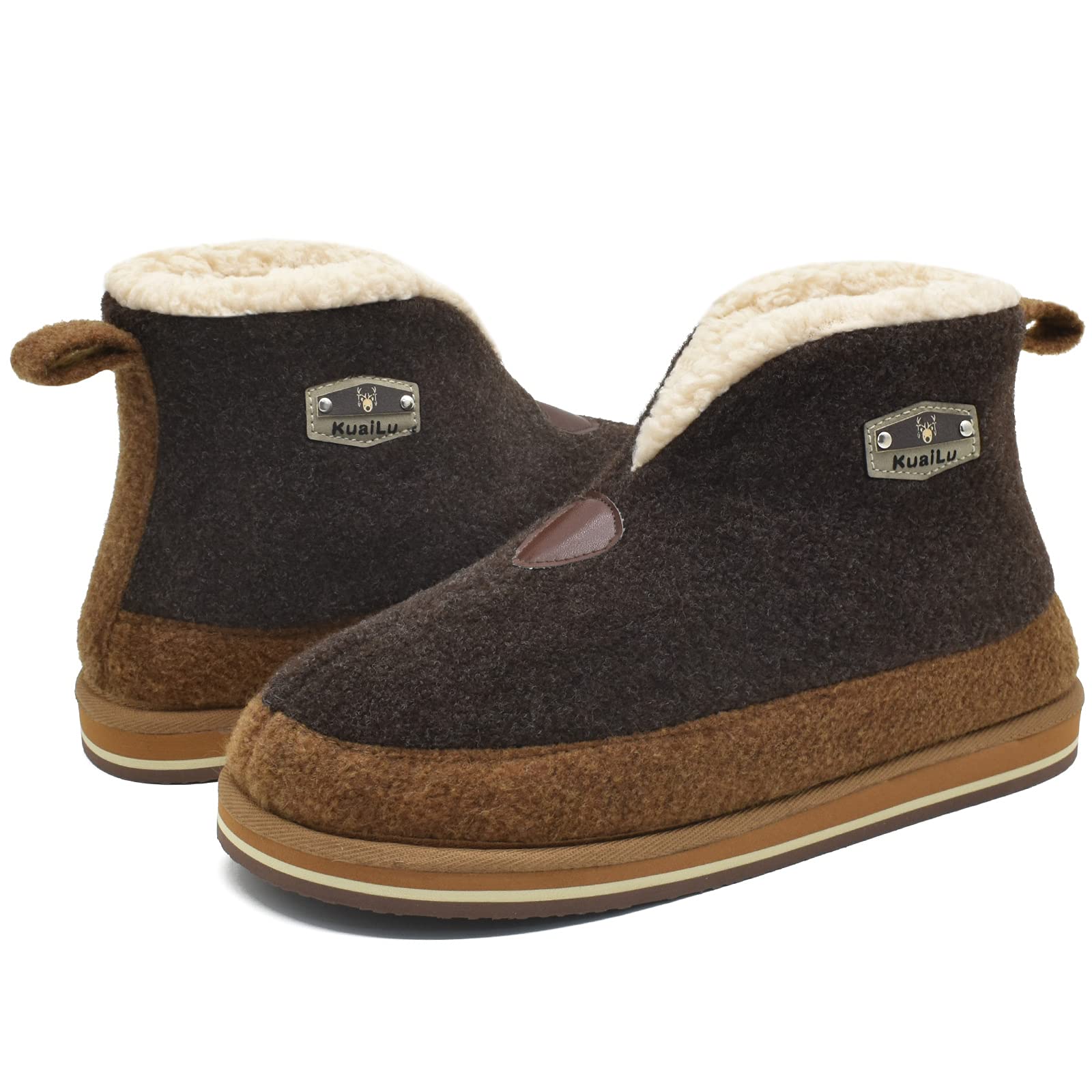 KuaiLu Pantofole Stivaletto Uomo Invernali Babbucce Calde Peluche Pelose Foderata Chiuse Pantofola Stivali Casa Comode Memory Foam Slippers con Indoor outdoor Antiscivolo Suola