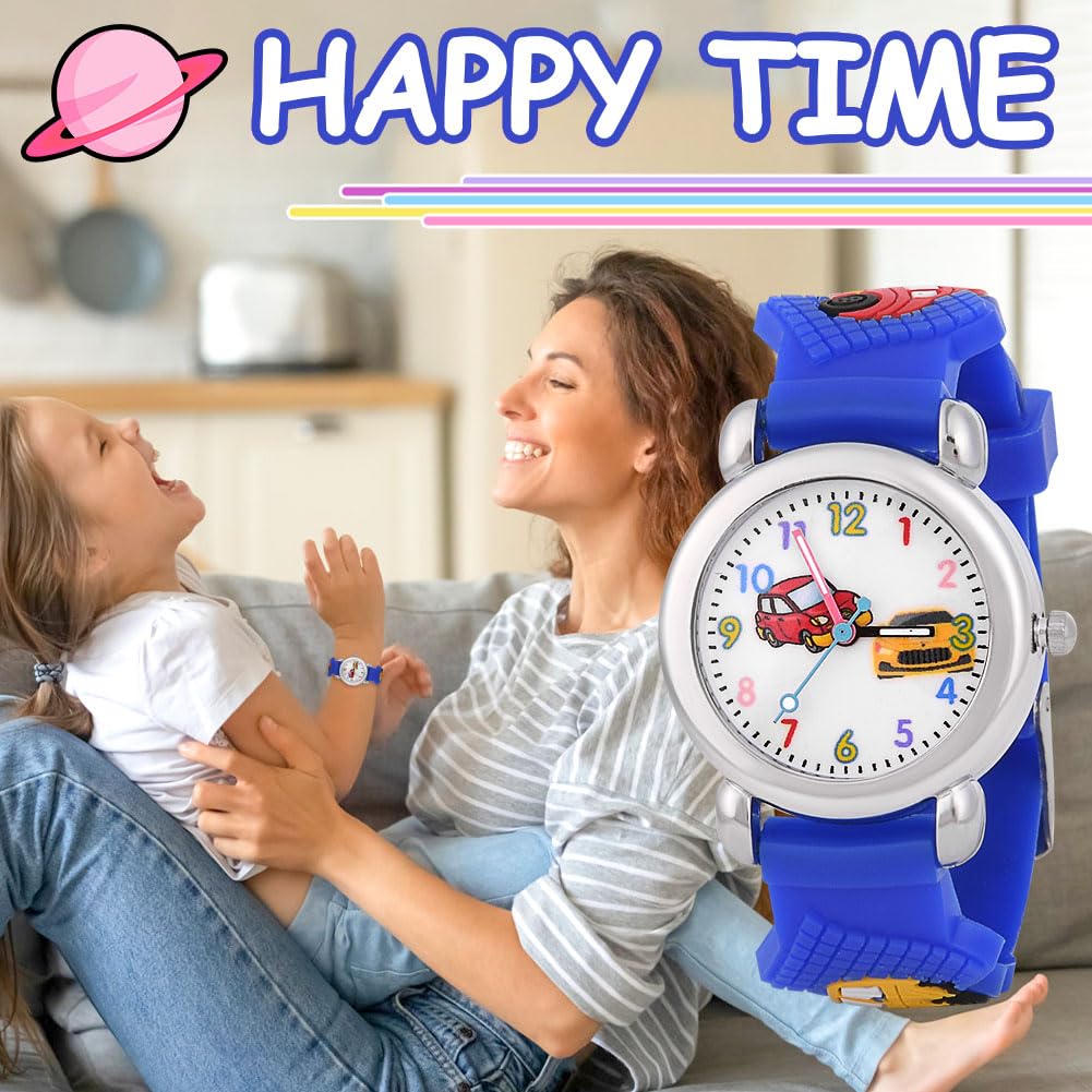 OFFCUP Reloj de Infantil, Reloj de Pulsera Analógico para Niños Niña, Relojes de Pulsera de Silicona para Niños, Relojes de Cuarzo Niña con Lindo Dibujos en 3D, para Niños 3-11 Años