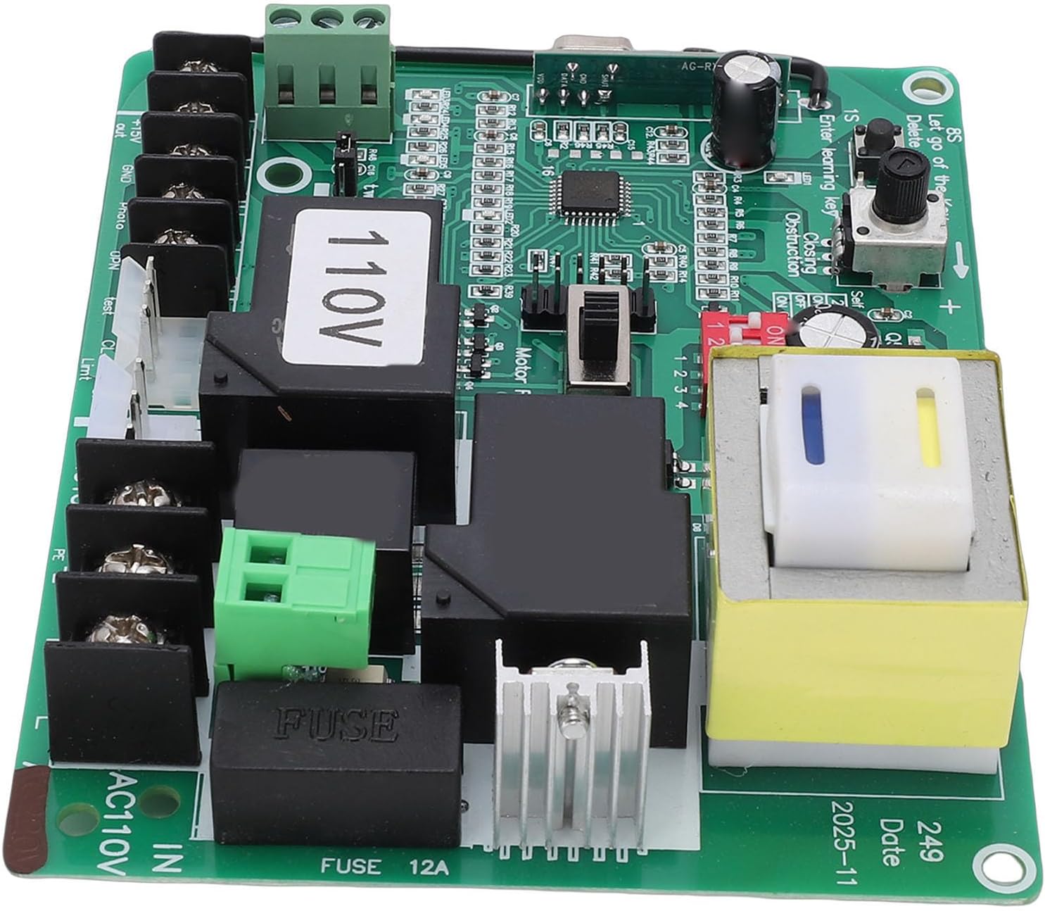 FTVOGUE Sliding Gate Opener Control Board, Universal Electric Door Controller Circuit Board with Rolling Code Anti Copy Remote Control, for Factory School Residential Sliding Door (110V)