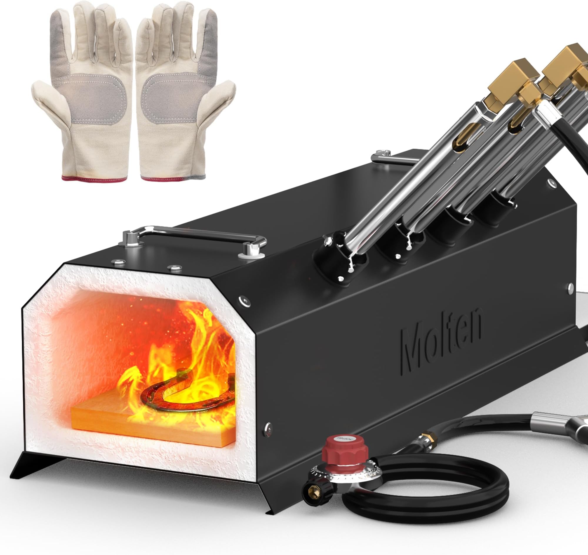 MMasters 4 Burner Propane Forge 2600°F Gas Forge for Blacksmithing, Knife Making, and Metalworking – Heavy-Duty Set with Forging Equipment and Metalworking Tools