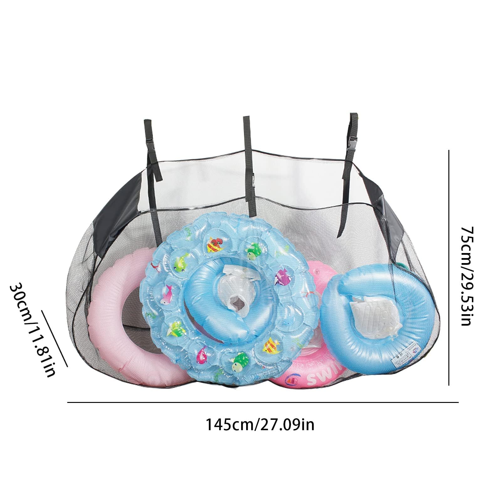 Pool Floats Storage Bag, Foldable Swimming Pool Hanging Mesh Organizer for Balls,Floats,Water Inflatable Toys and Other Pool Accessories