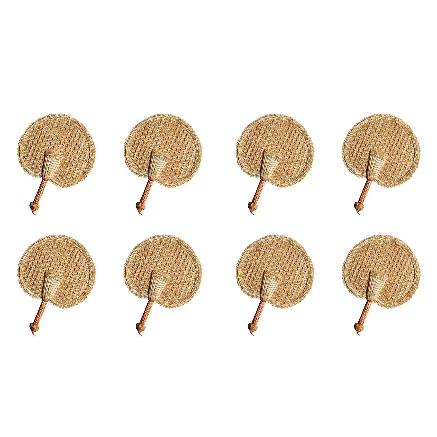 Hndhbfgrt 8X Hand-Woven Woven Straw Hand Fan Old Summer Natural Hand Fan Environmentally Friendly Hand-Woven Fan Decorative