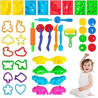 Playdoh Tools, 1 Set Colorful Play Doh Tools with Moulds, Easy to Use Playdough Tools, Play Dough Sets for Kids Ages 2-4 P...