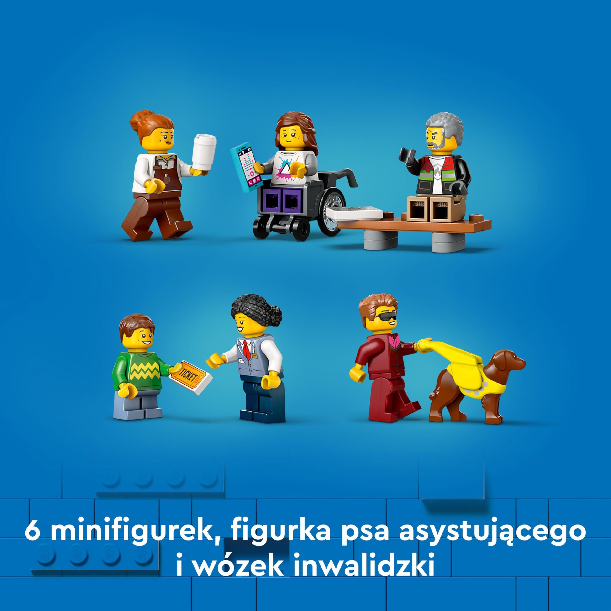 LEGO City Tramwaj miejski ze stacją, Zabawka dla Dziecka do Zbudowania, dla Fana Kolejek i Pojazdów, z 6 Minifigurkami i Figurką Psa, Pomysł na Prezent dla 7-latka, dla Chłopca i Dziewczynki, 60423
