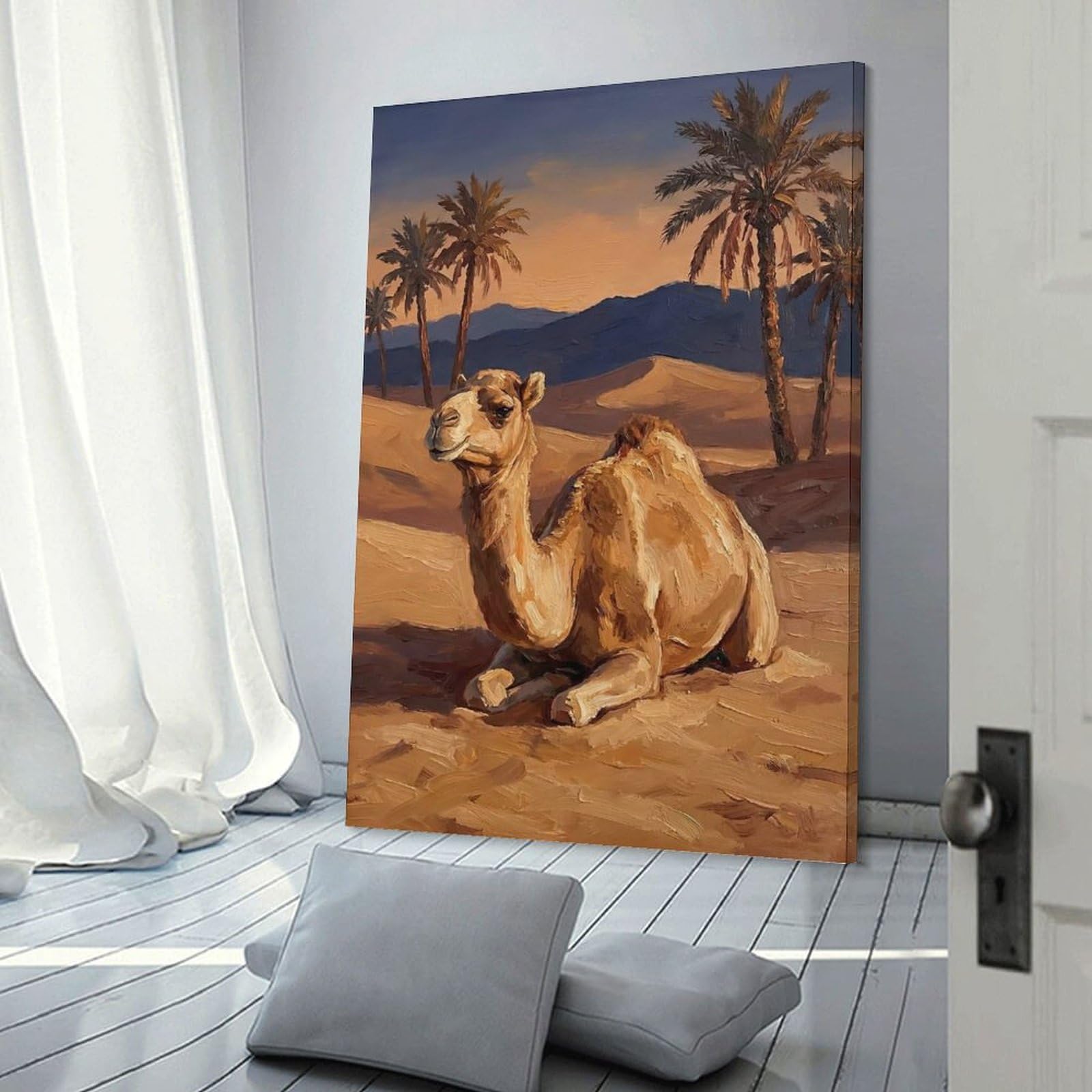 Junmoney Camel in The Desert Hanging Wall Art 12x18inch(30x45cm), for Study, Office Or Focused Interiors, Wall Art That Adds Style to Work Areas