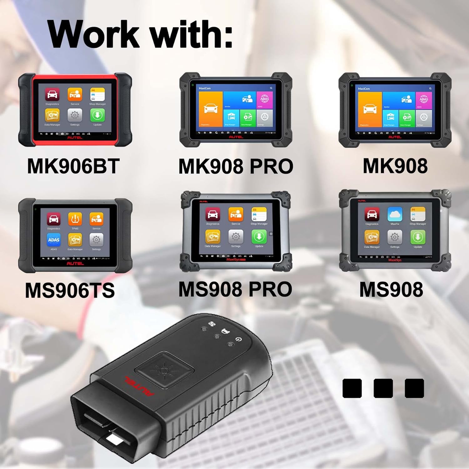 Autel MaxiVCI V100 Bluetooth Vehicle Communication Interface OBD Scanner Comprehensive Diagnostics Work with MS906BT, MK906BT, MS906TS, MK908, MS908, MS908S Pro, MS908 Pro, MK908P, MaxiSYS Elite