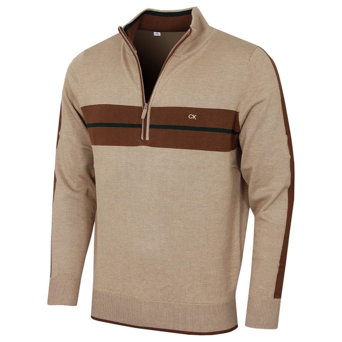 Calvin Klein Mens Golf Vertex Half Zip Sweater - Tan - XXXXL
