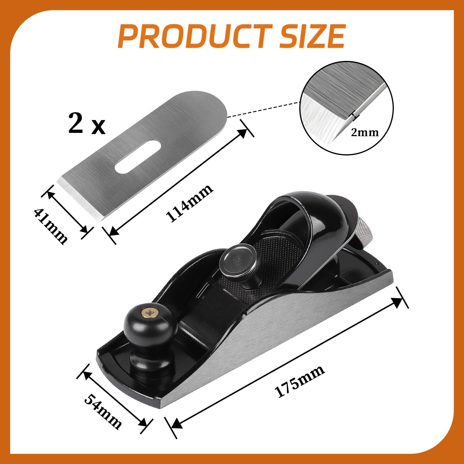 LALAGO Pialla a mano, lunghezza corpo 175 mm + larghezza lama 41 mm, pialla manuale universale regolabile, mini pialla per legno, mini pialla manuale per rifinire, lucidare e piallare
