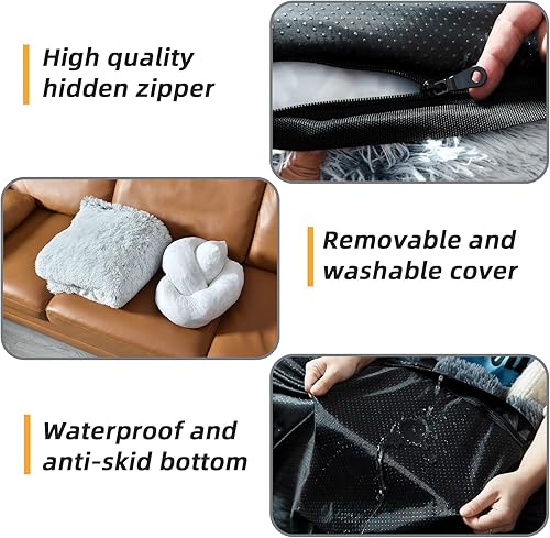 Miniatura 4 de YAEM Dog Couch Bed, Washable Dog Bed for Couch with Waterproof Bottom and Non-Skid Grip, Thickened Cushion Dog Beds for Furniture, Fluffy Faux Fur