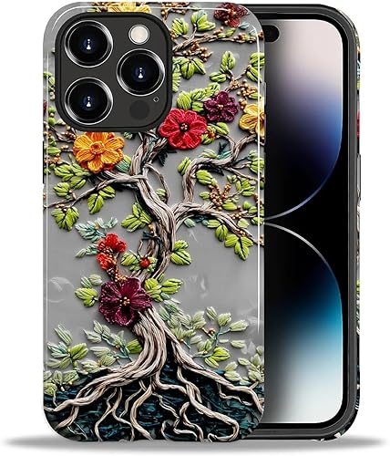 Miniatura 25 de Funda para iPhone 11, carcasa dura a prueba de golpes + silicona suave 2 en 1 híbrida, parachoques a prueba de caídas - Vidrio manchado con flores
