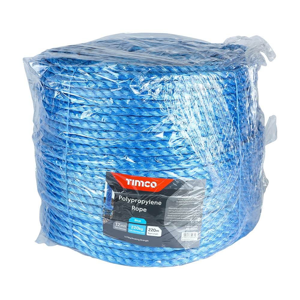 Cuerda de polipropileno azul TIMCO en bobinadora resistente de 12 mm x 220 m