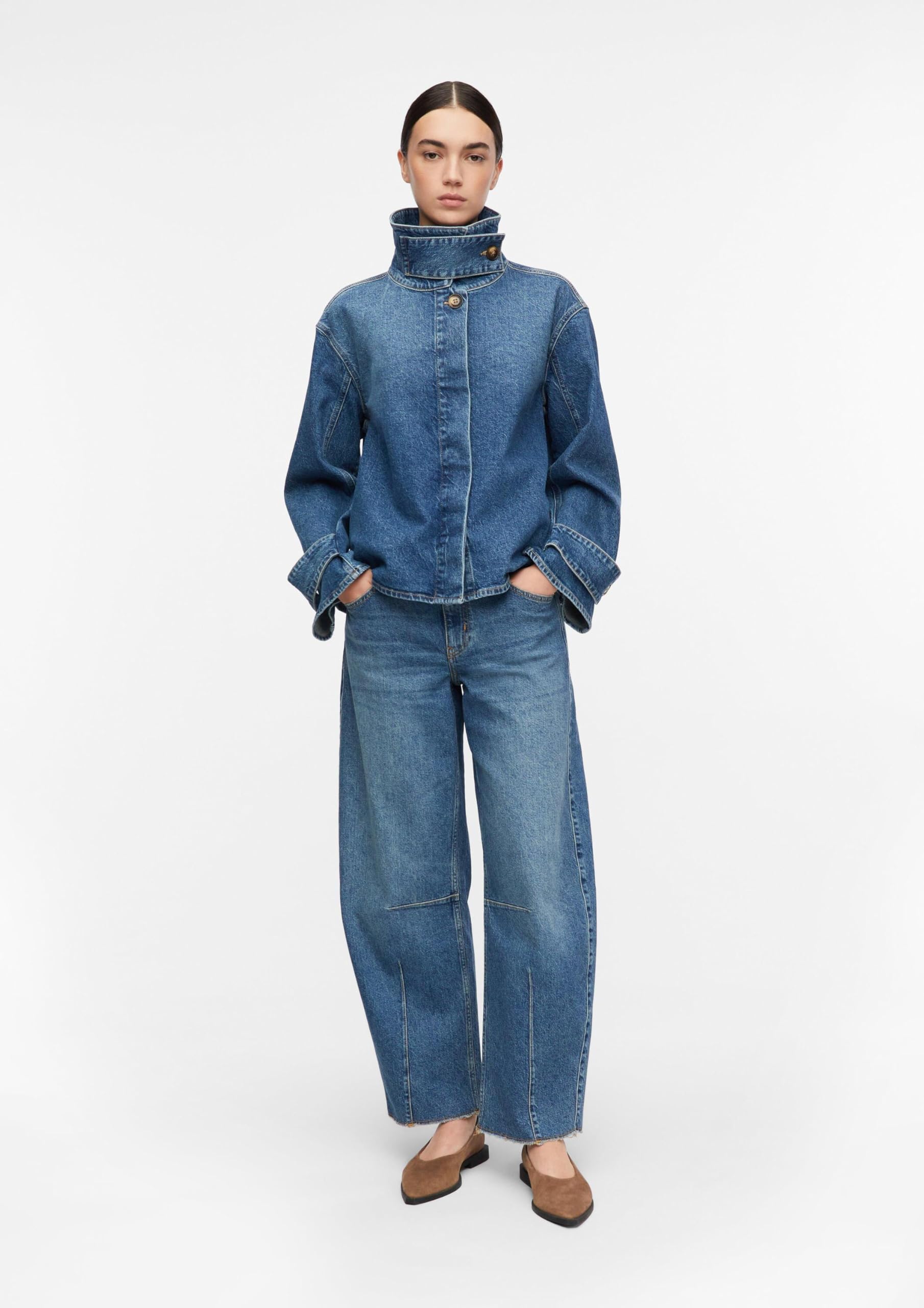 Comma Damen Jeans – Barrel Leg, Mid Rise, Waschung, 5-Pocket-Form