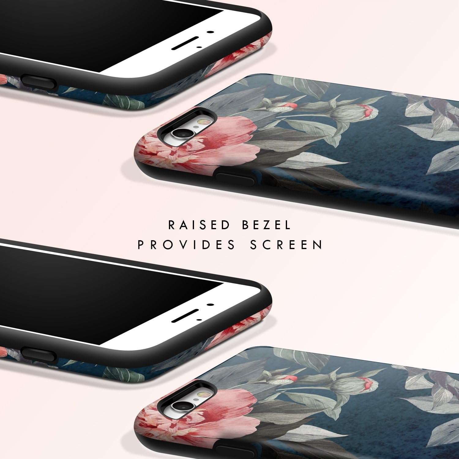 iPhone 6 Plus / 6s Plus case Floral, Akna Collection Flexible Silicon Cover for Both iPhone 6 Plus & 6s Plus [Rose and Peony](795-U.S)