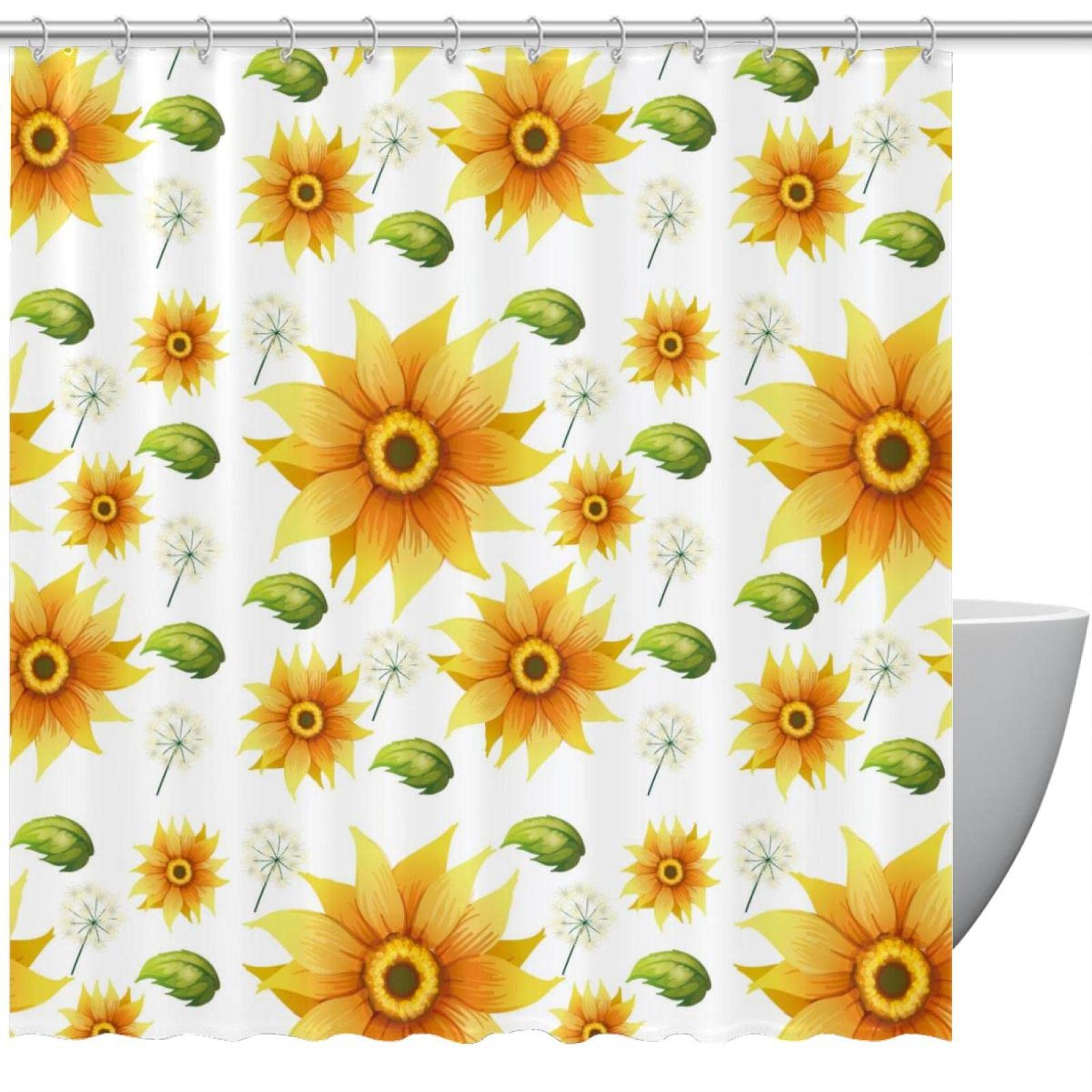 Rideau de douche tournesol anti-éclaboussures 183 cm pour sol toujours sec