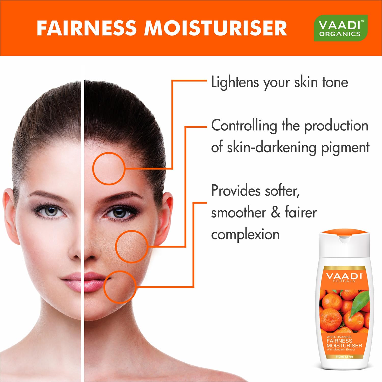 Vaadi Herbals Fairness Moisturiser with Mandarin Extract, 110ml x 3