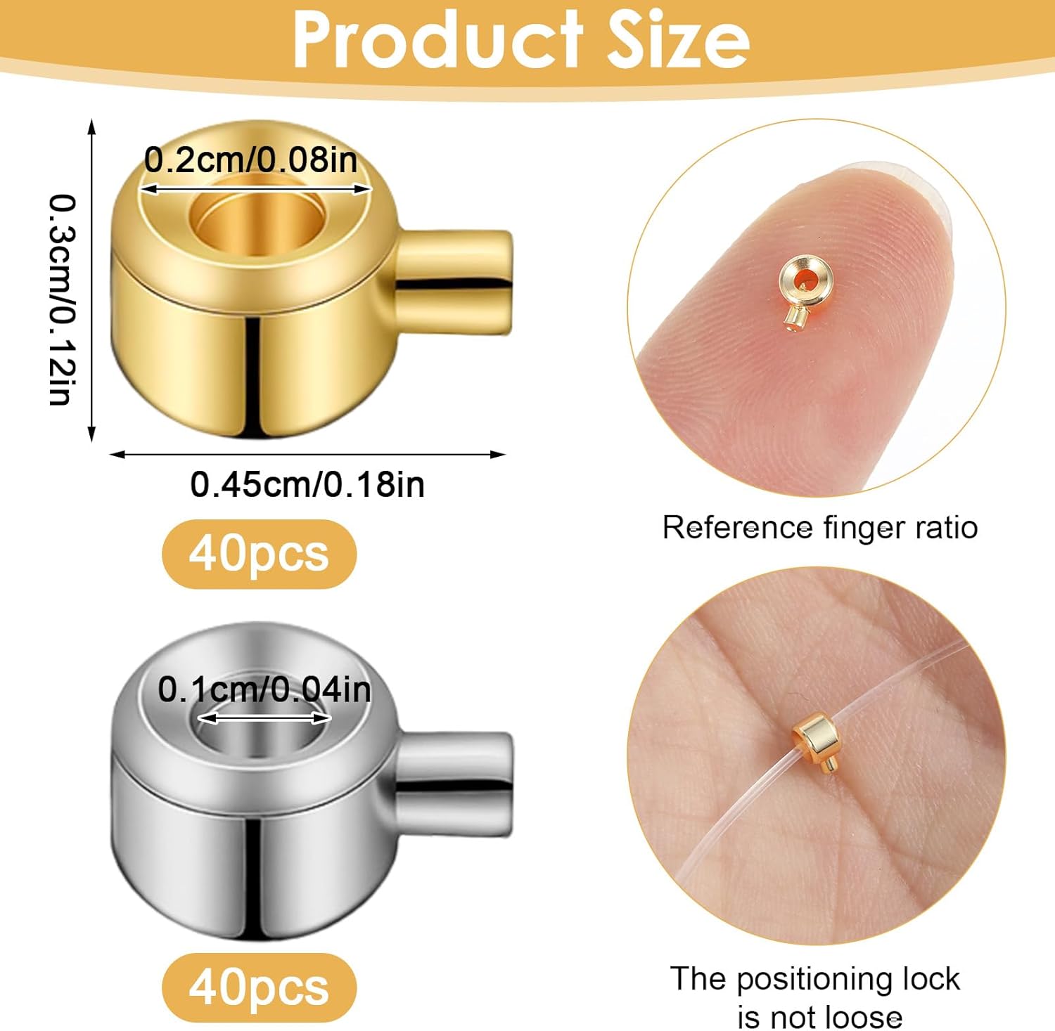 80Pcs Round Crimp Bead Covers,Gold and Silver Crimping Beads,Crimps Beads for Jewelry Making DIY Bracelet,Necklace Ends - Image 2