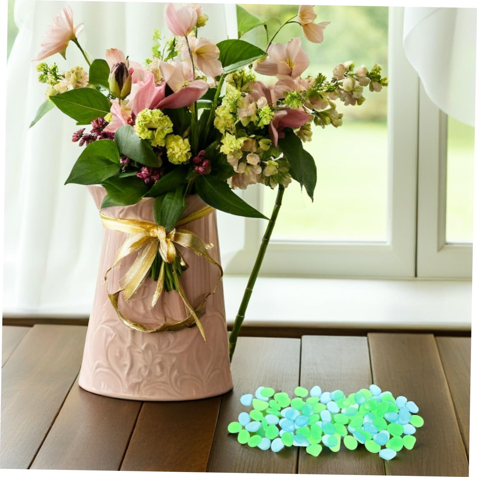 SHINEOFI 500 Piezas Piedras Luminosas de Resina para Decoración Jardín Exteriores Piedras Brillantes para Paisaje Estanque y Pecera