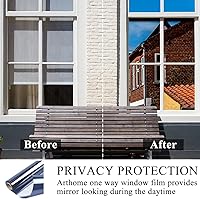 Vista 3 de Arthome - Película de privacidad unidireccional para ventana de 23.6 pulgadas x 8.3 pies, tinte de privacidad diurna para el hogar, anti rayos UV