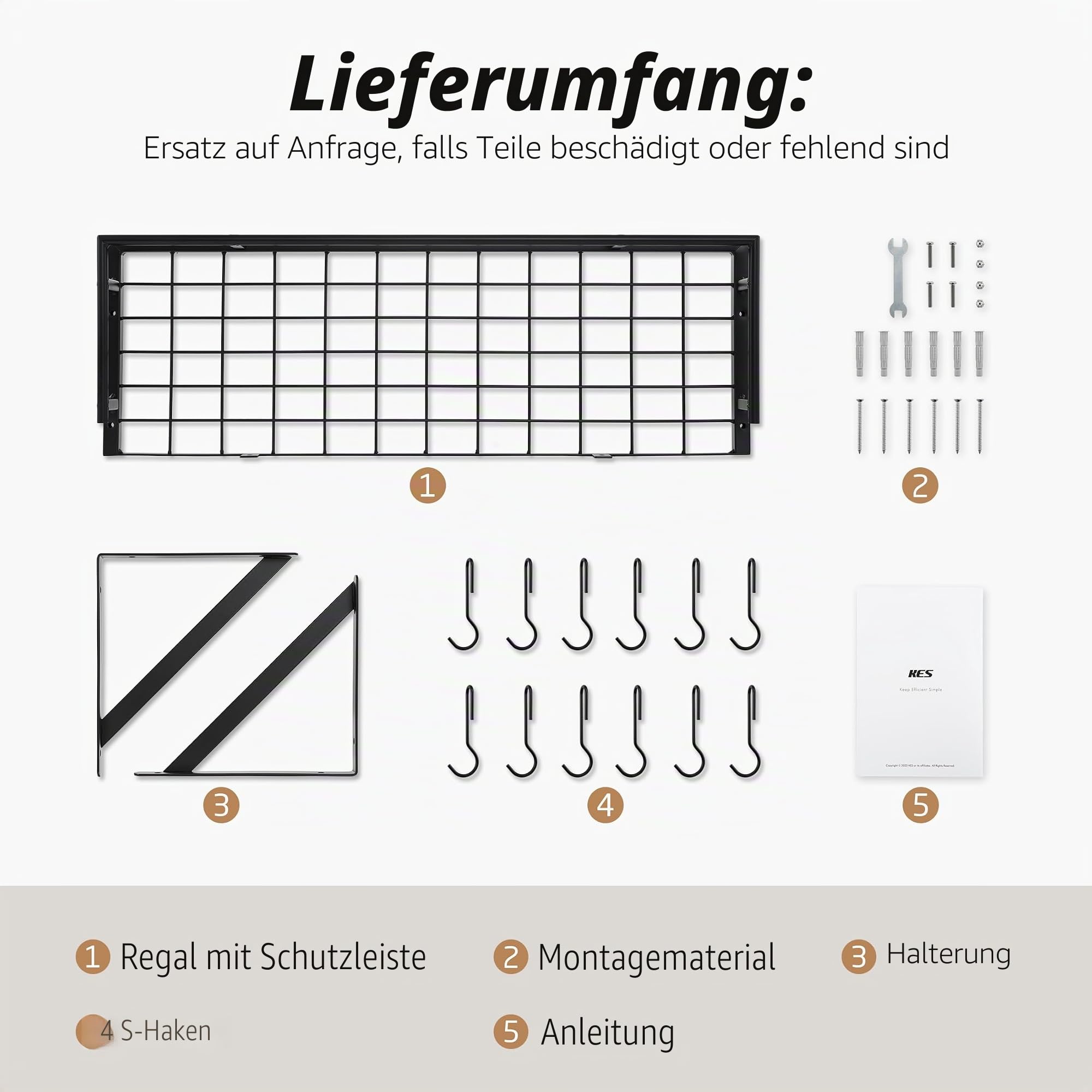 KES Küchenutensilienhalter Pfannenhalter Küchenregal Küche mit 12 Haken Hängeregal Gewürz Pfanne Regal Wandregal Küchenleiste 75CM Wandmontage Matt Schwarz, KUR215S75A-BK