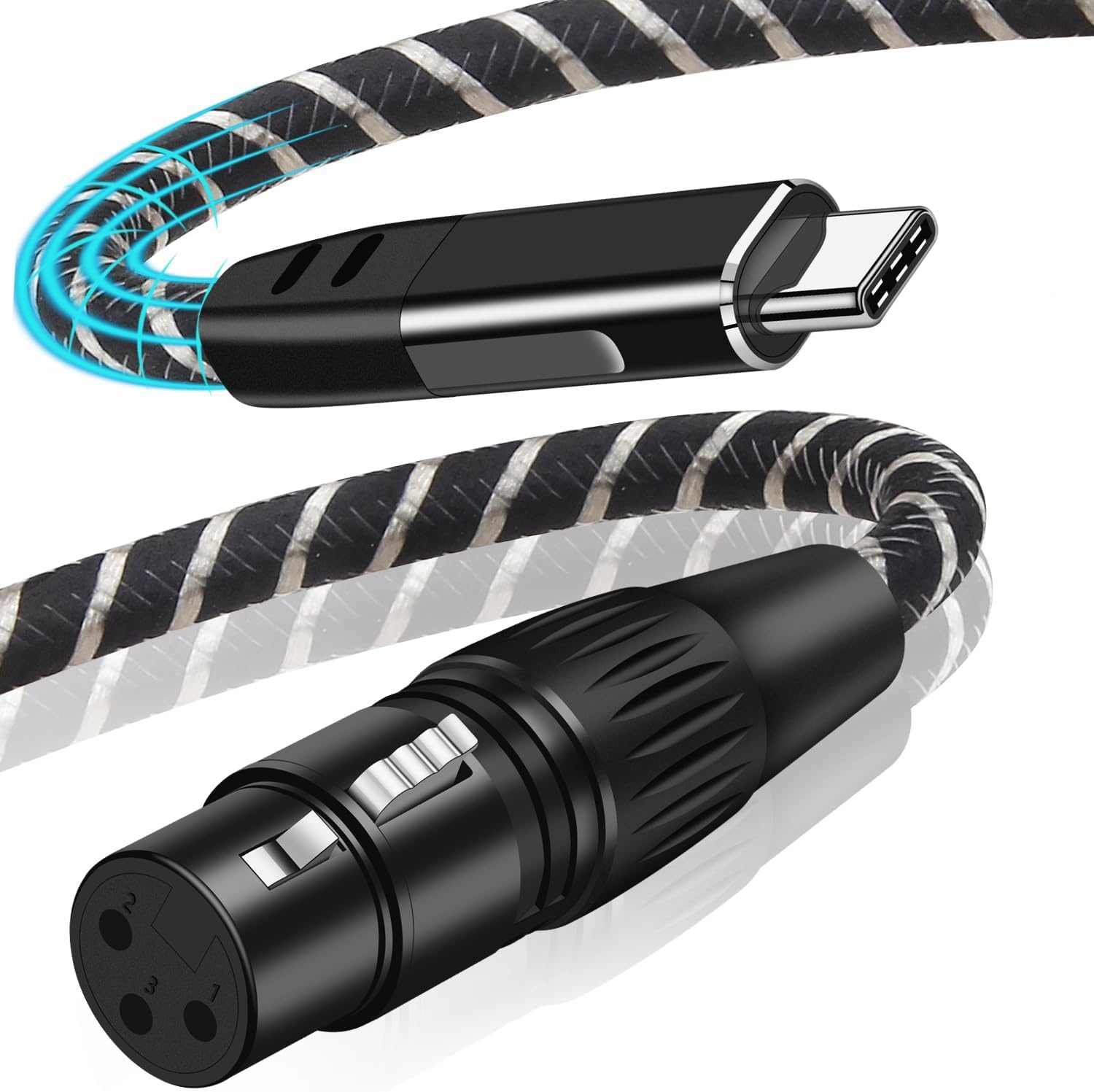 Puzkom XLR to USB C 6.6ft, XLR Female to USB Type C Professional Recording Audio Cable,for Microphones to Cellphone/Laptop/Tablet,Compatible with