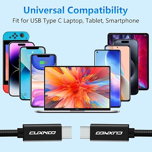 Miniatura 5 de Cable de video USB C-C de 3 pies, cable de monitor USB tipo C 4K compatible con carga rápida de 100 W y sincronización de datos de 10 Gbps, negro